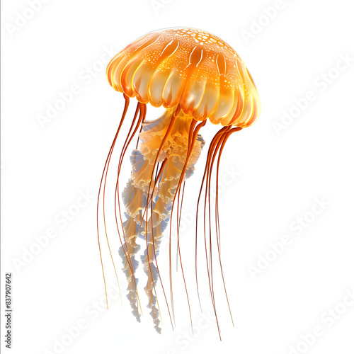 underwater photos of jellyfish chrysaora plocamia south america sea nettle isolated on white background  flat design  png