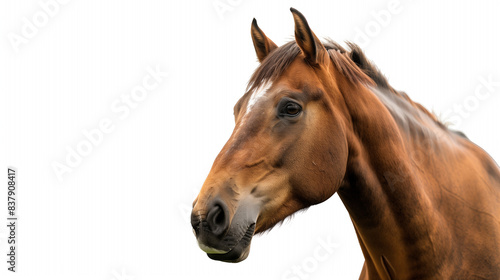 Majestic Brown Horse in Elegant Pose  Isolated on White Background