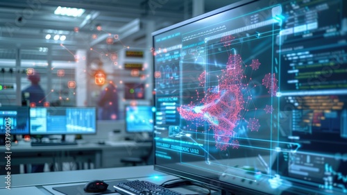 Wallpaper Mural interactive digital twin of an optical network, allowing for real-time monitoring and simulation of network performance Torontodigital.ca