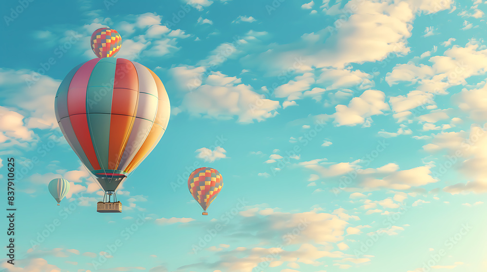 Fototapeta premium Hot air balloon, a tour to admire nature above ground at height