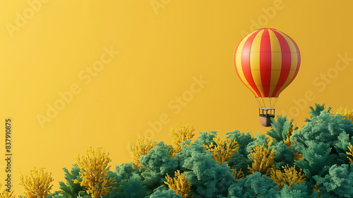 Hot air balloon, a tour to admire nature above ground at height © DrPhatPhaw