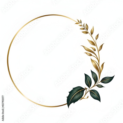 luxury gold leaf simple circle border