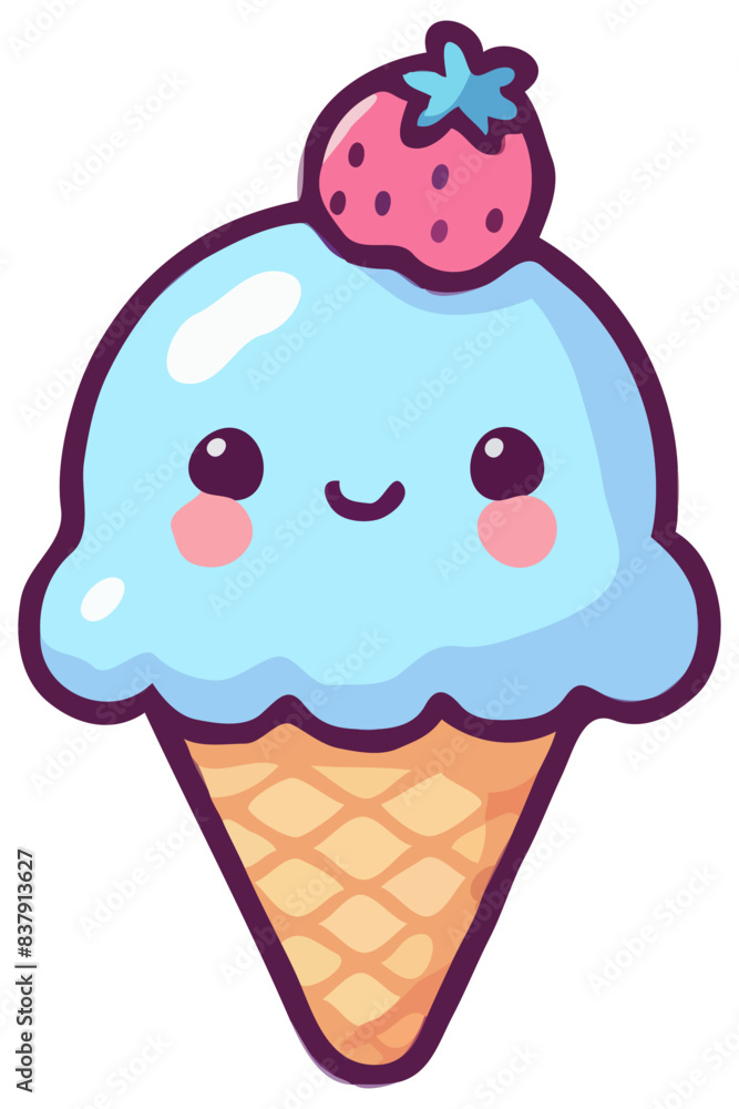 Cute ice cream cone isolated on transparent background Cute ice cream cone isolated on transparent background