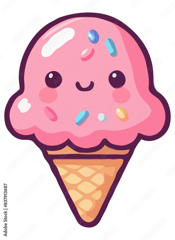 Cute ice cream cone isolated on transparent background Cute ice cream cone isolated on transparent background