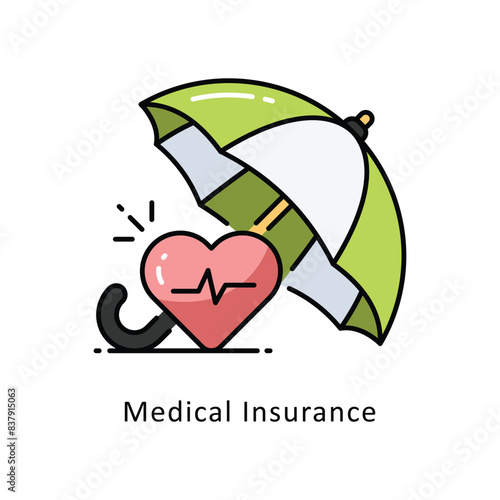 Medical Insurance filled outline Design illustration. Symbol on White background EPS 10 File