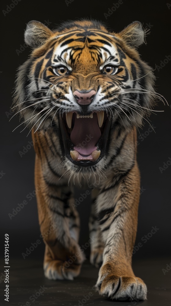 Fototapeta premium Tiger on a black background