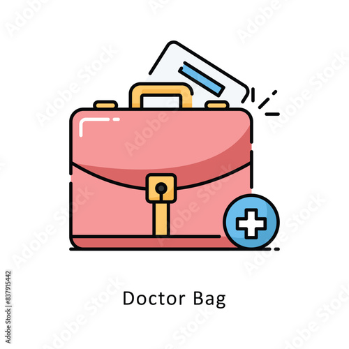 Doctor Bag filled outline Design illustration. Symbol on White background EPS 10 File