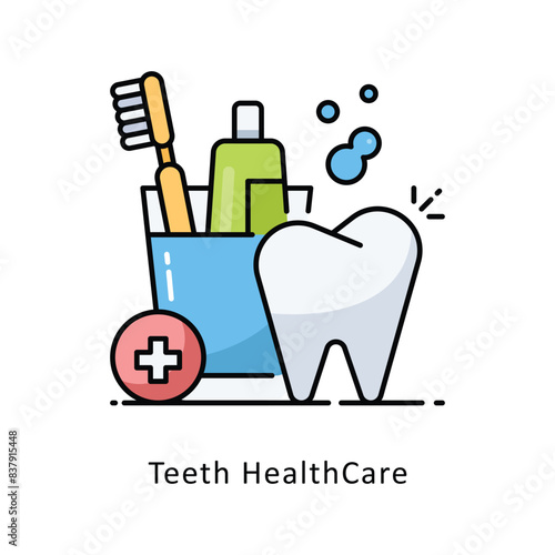 Teeth HealthCare filled outline Design illustration. Symbol on White background EPS 10 File