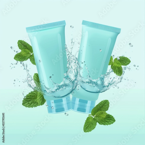 mint leaves and perfume tubes