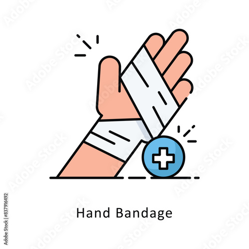Hand Bandage filled outline Design illustration. Symbol on White background EPS 10 File