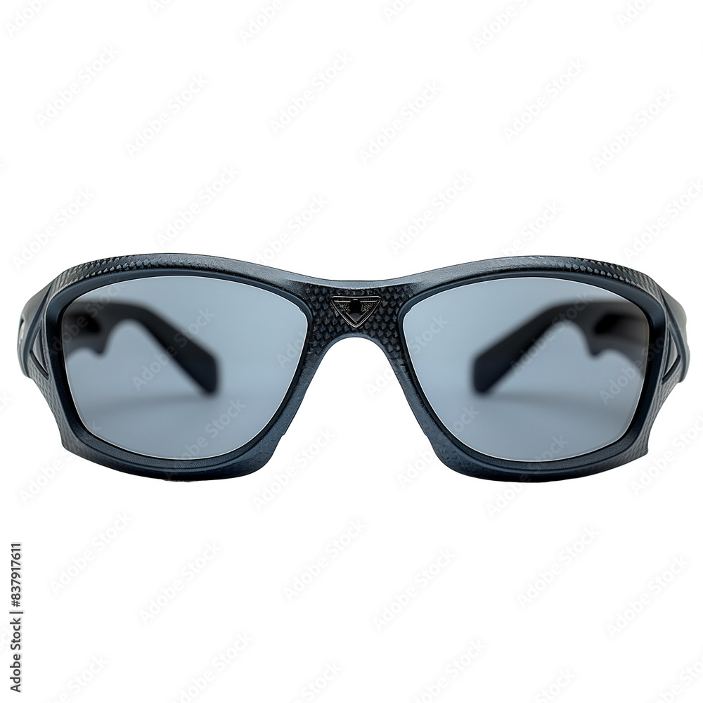 Front view of carbon fiber men's sport sunglasses isolated on a white transparent background Front view of carbon fiber men's sport sunglasses isolated on a white transparent background