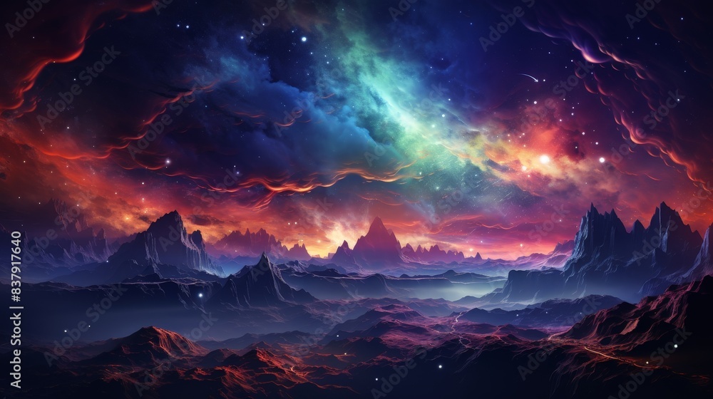 Dazzling Cosmic Scene with Nebulae and Stars Design