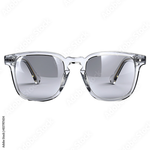 Front view of clear lens men's clubmaster sunglasses isolated on a white transparent background photo