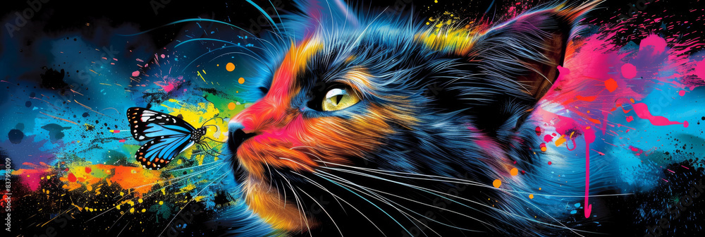 Pop art-style portrait of a kitten Pop art-style portrait of a kitten