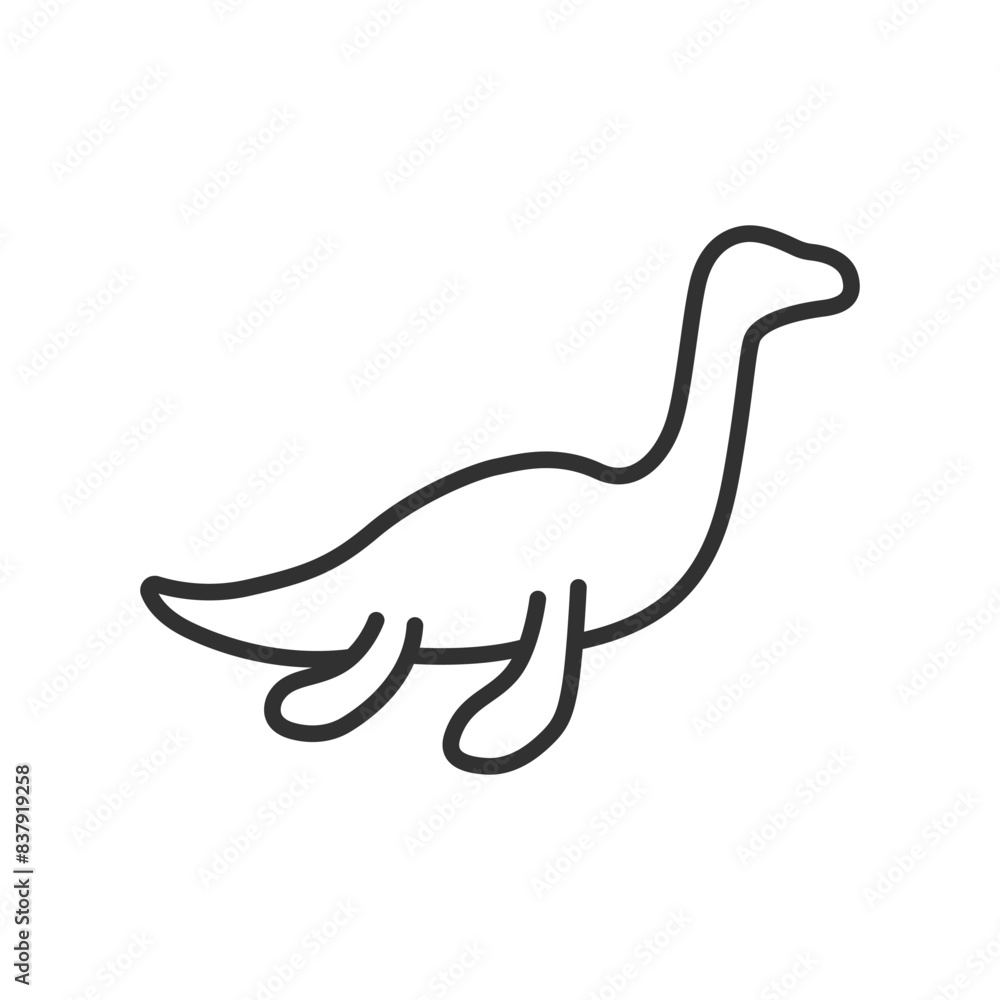 Plesiosaurus, linear icon. Dinosaur. Line with editable stroke Plesiosaurus, linear icon. Dinosaur. Line with editable stroke
