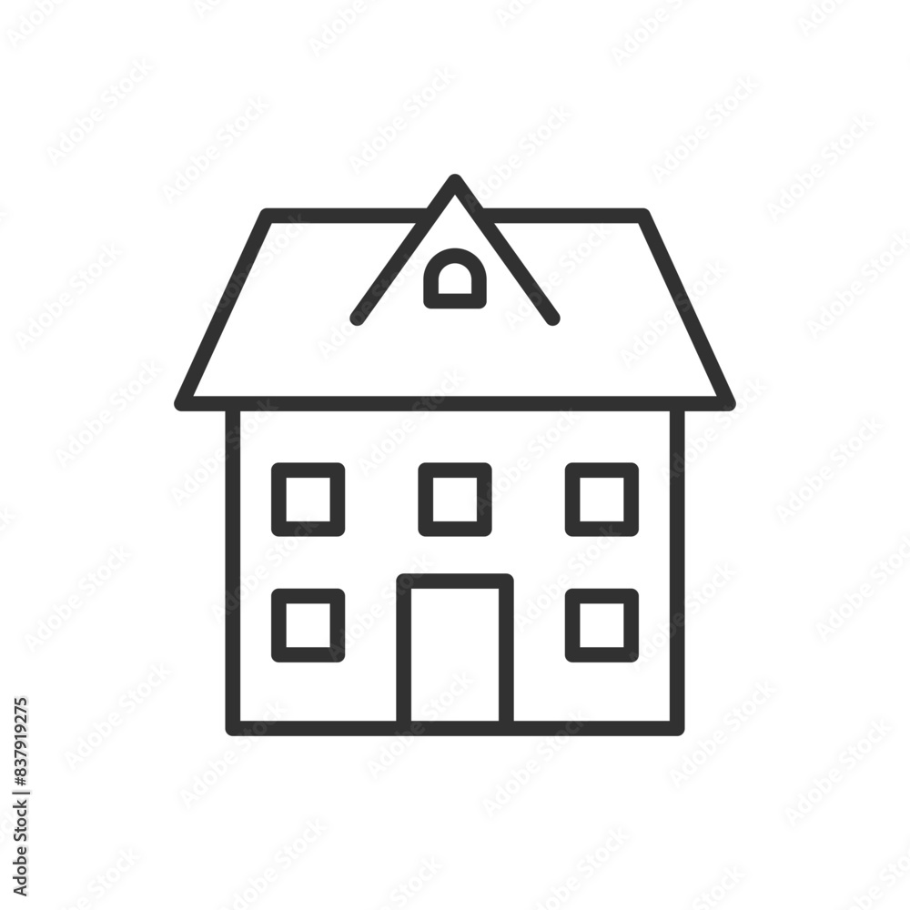 Two-story house, linear icon. Line with editable stroke Two-story house, linear icon. Line with editable stroke