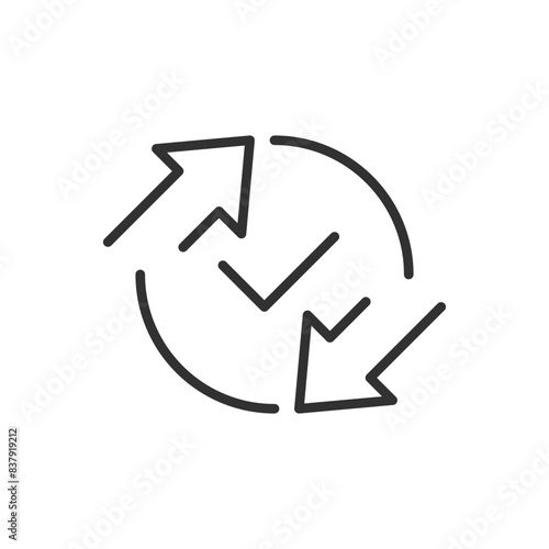 Exchange arrows and clock, linear icon. Transfer arrows. arrows in different directions. Line with editable stroke