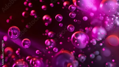 Wallpaper Mural 3D rendering of an abstract art animation video with 3D balls in the process of exploding based on small spheres or bubble particles in orange, red, purple and blue colors. Torontodigital.ca