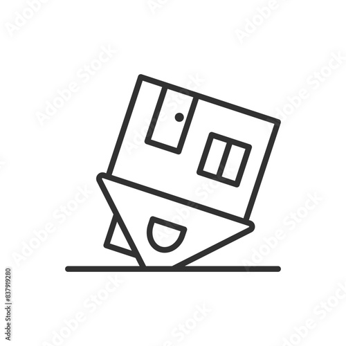 Upside-down house, linear icon. Line with editable stroke