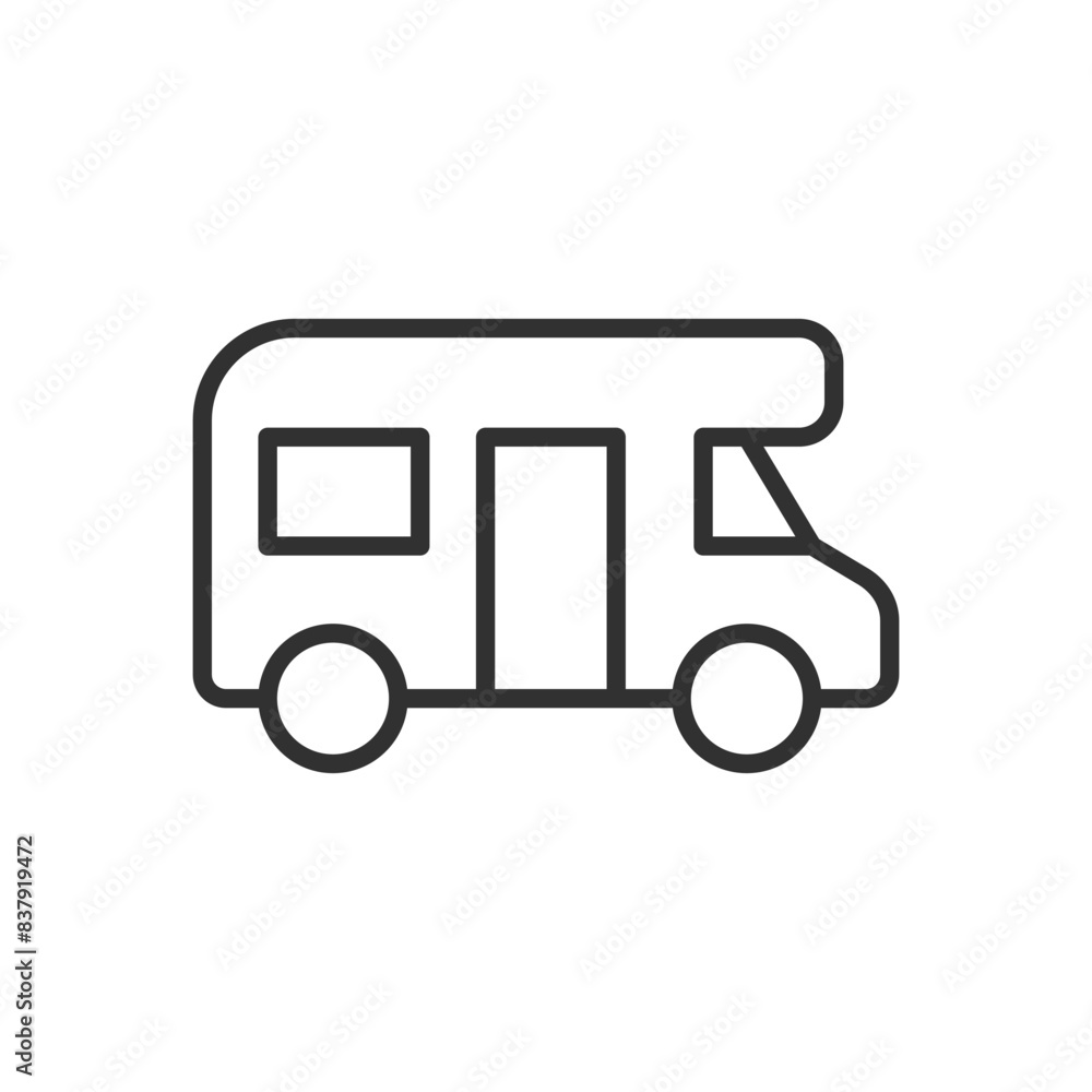 Motorhome, linear icon, van. Line with editable stroke Motorhome, linear icon, van. Line with editable stroke