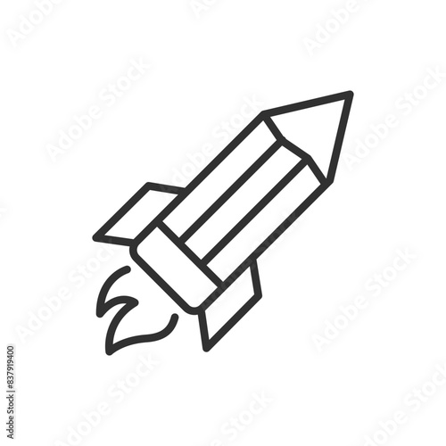 Innovative Ideas, linear icon. Pencil rocket. Line with editable stroke