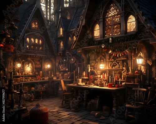 Fairy tale medieval fairytale fairytale house in the night