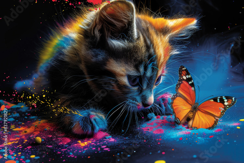 Pop art-style portrait of a kitten
