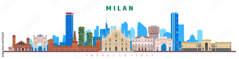 Naklejka premium 2259-milan-fashion-city-landm...