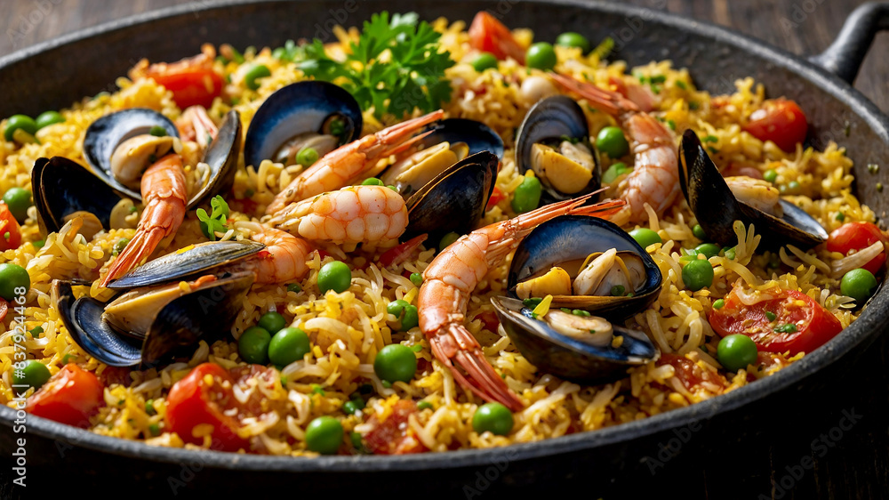 Paella de Marisco A famous Spanish rice dish, Paella de Marisco features a variety of seafood Paella de Marisco A famous Spanish rice dish, Paella de Marisco features a variety of seafood