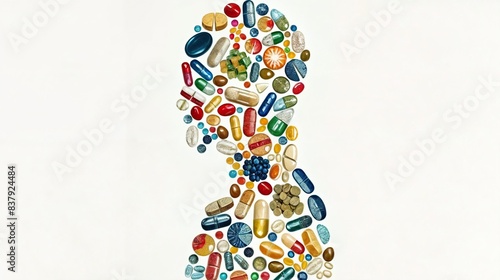 Illustration of Human Silhouette Filled with Micronutrient Icons photo