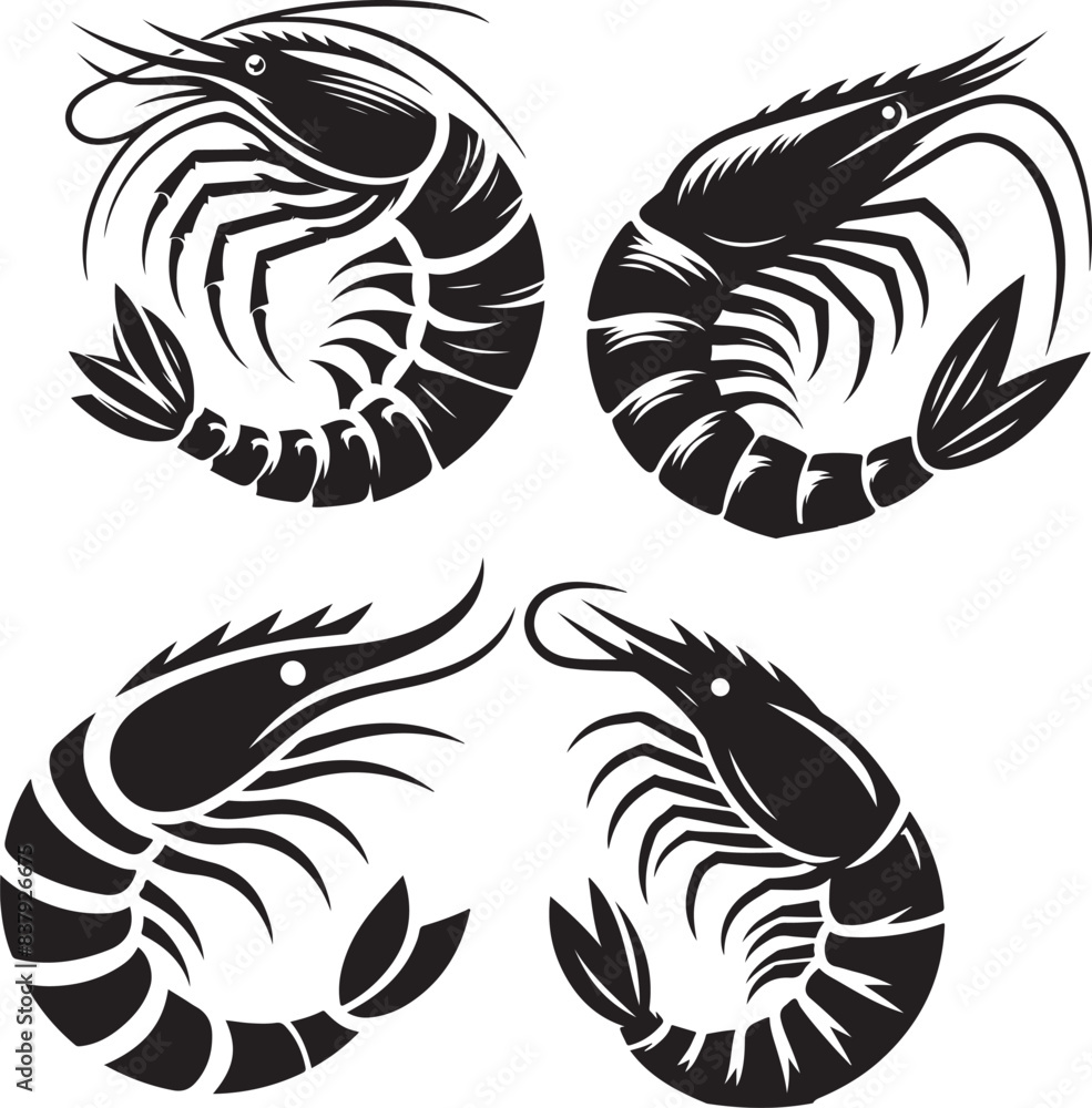 Shrimp icon vector art silhouette illustration Shrimp icon vector art silhouette illustration