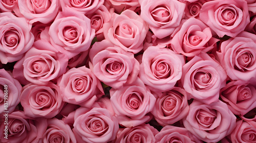 Lots of beautiful pink roses in the background daylight