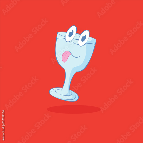 Cute glass cup cartoon illustration