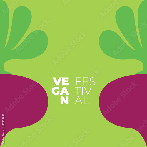 Modern vector card with beetroot. Abstract vegetable garden design in bright color. Poster for a vegetarian festival in minimal style