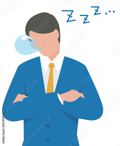 疲れて居眠りをする男性のビジネスパーソン
