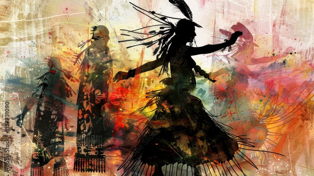 Fototapeta premium Indigenous Infusions, image capturing the dynamic and implied movement.