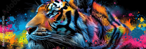 Wallpaper Mural Tiger neon picture in pop art Torontodigital.ca