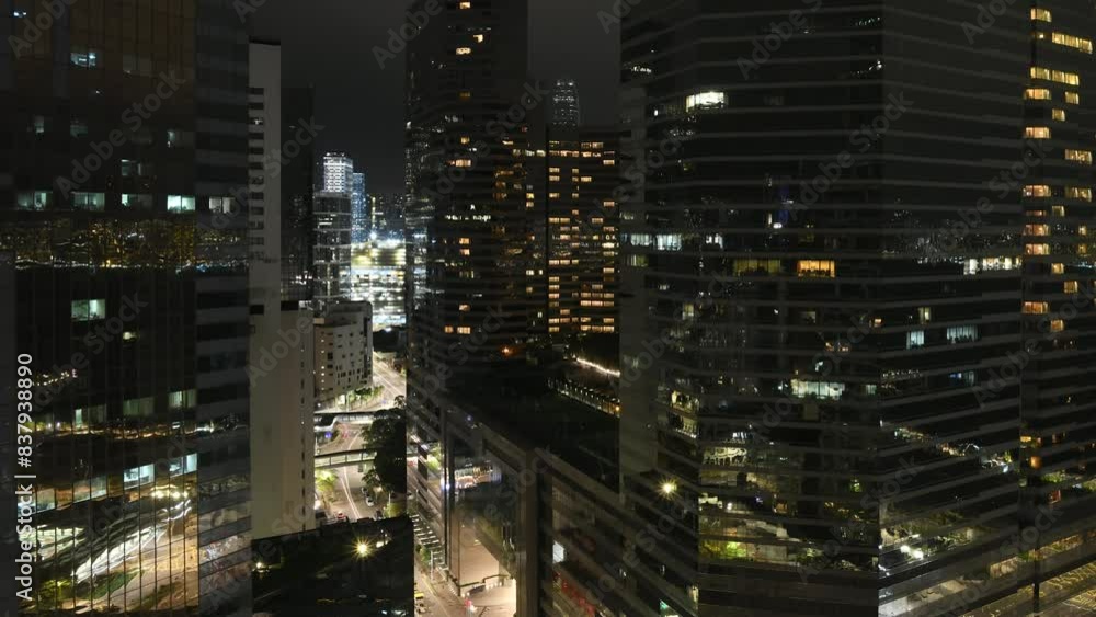 Time lapse of the skyline in Wan Chai on hong Kong Island in the evening Time lapse of the skyline in Wan Chai on hong Kong Island in the evening