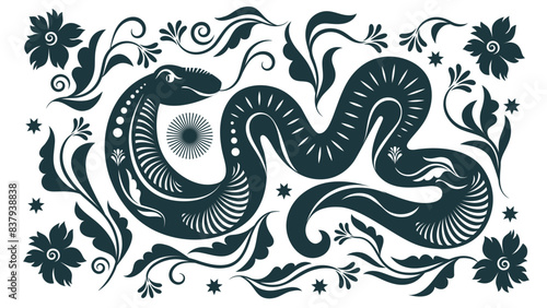 Chinese Happy New Year 2025. Year of the Snake. Symbol of New Year. Horizontal banner, card