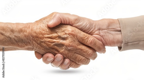 Generations United Powerful Image of Interconnectedness and Respect Through Young and Old Hands Shaking Symbol of Unity Diversity and Harmony in Society