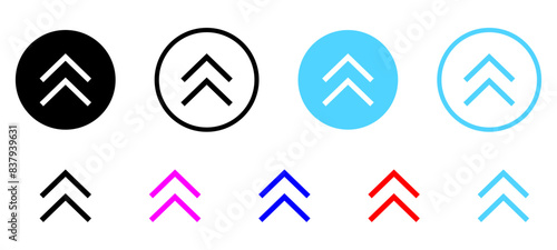 swipe up icon button. Scroll arrow up icon sign - upload icon button, send, export icons