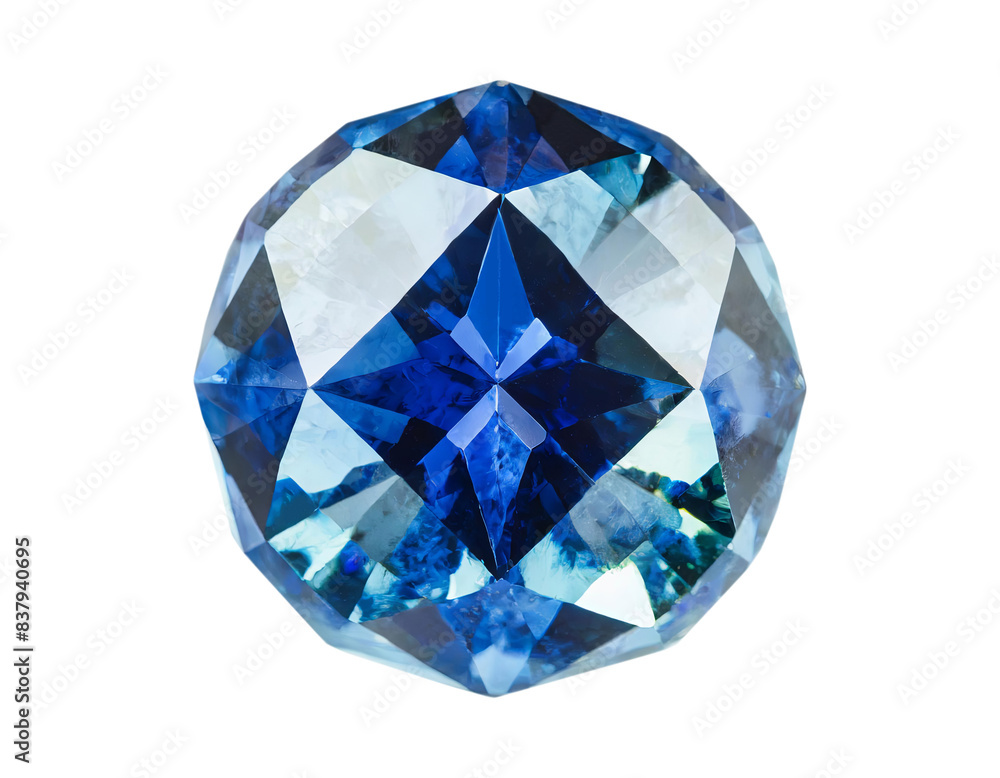 single blue shiny sapphire in front of a white background single blue shiny sapphire in front of a white background