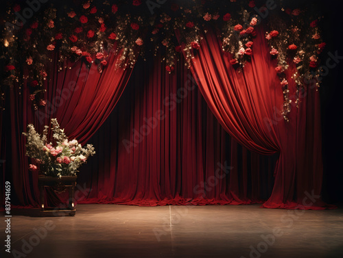 wedding stage decoration with flower, Luxury Wedding Arch with floral decorations, white backdrop with decorative flowers