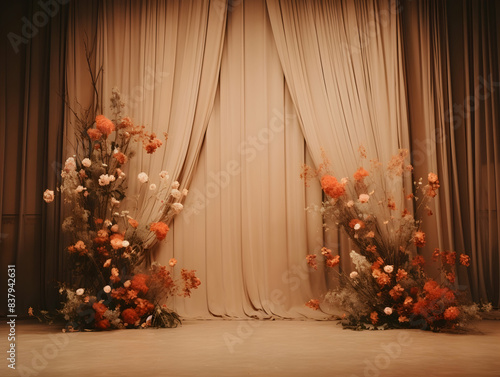 Wallpaper Mural wedding stage decoration with flower, Luxury Wedding Arch with floral decorations, white backdrop with decorative flowers Torontodigital.ca