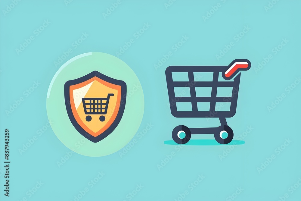 Secure Payment Badge and Shopping Cart Icon Secure Payment Badge and Shopping Cart Icon