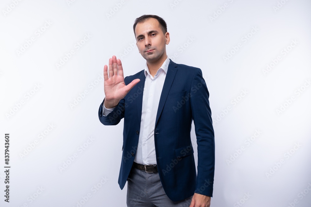 Smart handsome caucasian man in a white shirt on a white background Smart handsome caucasian man in a white shirt on a white background