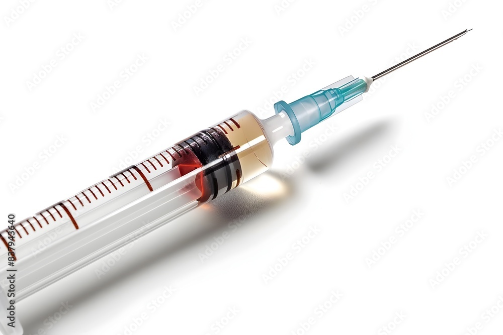 Photo of a Syringe Isolated on a White Background Showcasing Medical Equipment for Healthcare and Pharmaceutical Applications Photo of a Syringe Isolated on a White Background Showcasing Medical Equipment for Healthcare and Pharmaceutical Applications