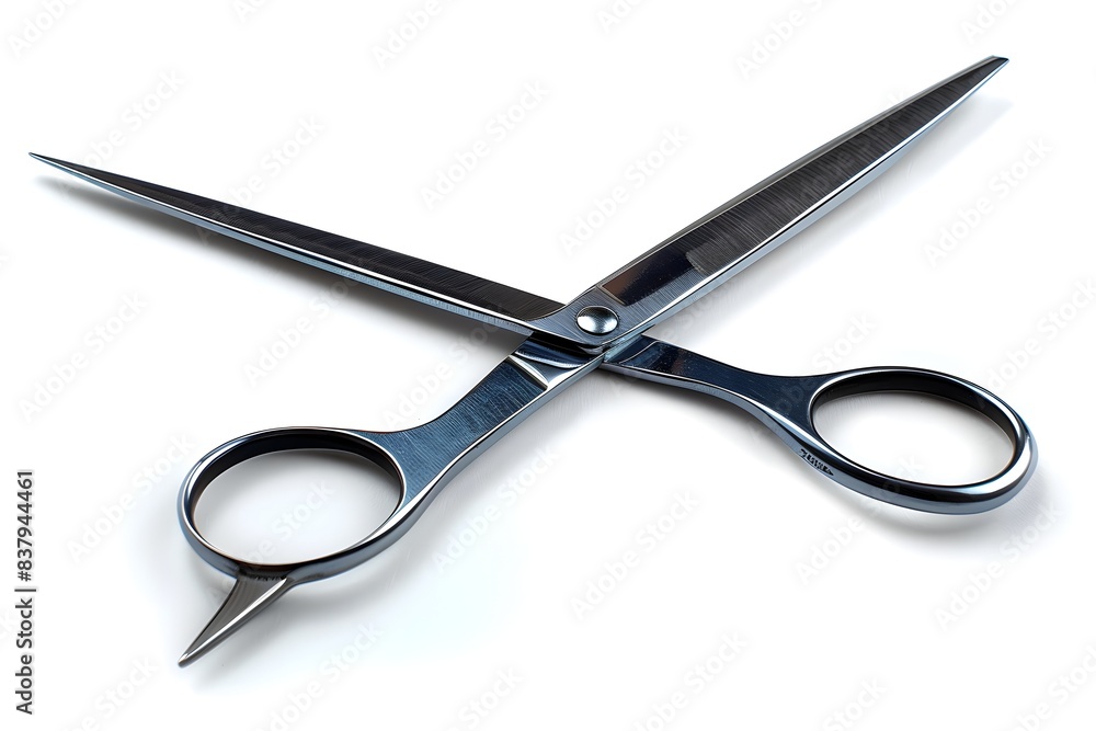 Photo of Metallic Scissors Isolated on White Background Photo of Metallic Scissors Isolated on White Background