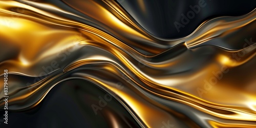 Golden abstract design with fluid shapes and dark gradients, perfect for creating luxurious backgrounds and graphic elements.