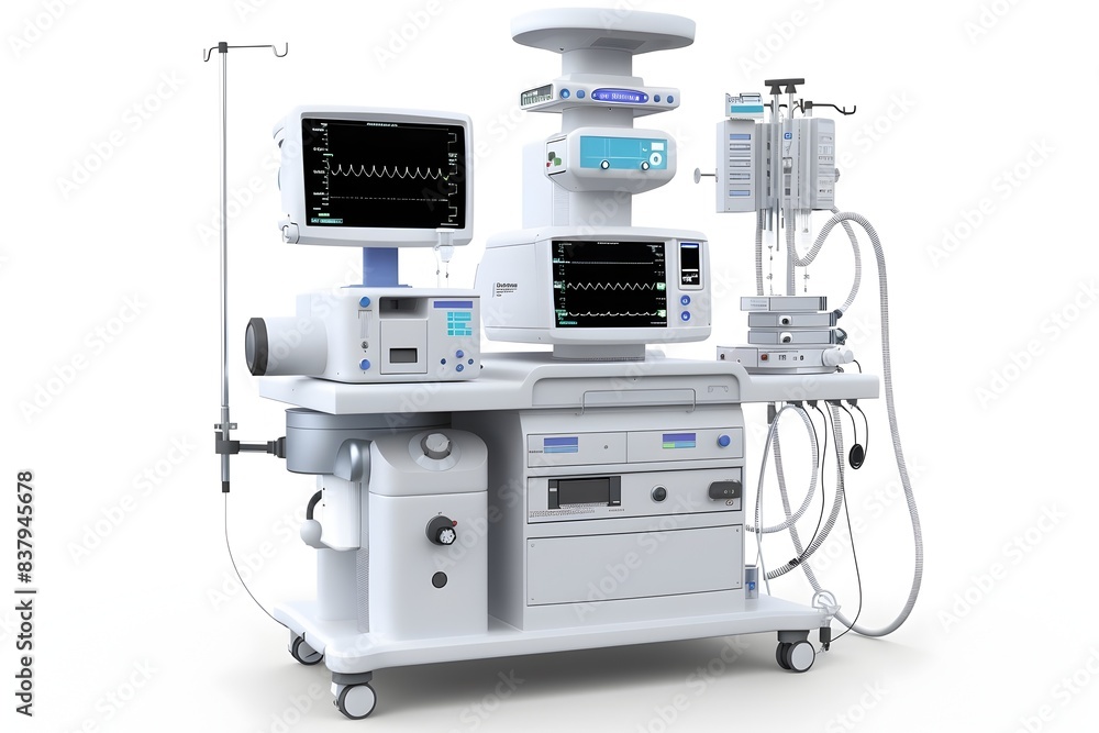 Anesthesia Machine on White Background Anesthesia Machine on White Background